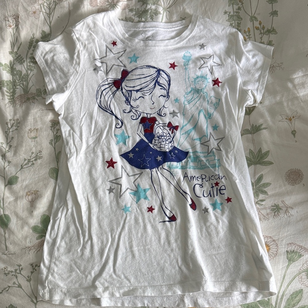 The Children's Place White 'American Cutie' Tee - Size L (10/12)